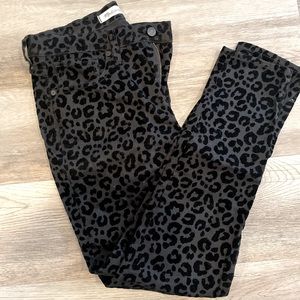 Madewell Velvet Animal Print Mid-Rise Skinnies